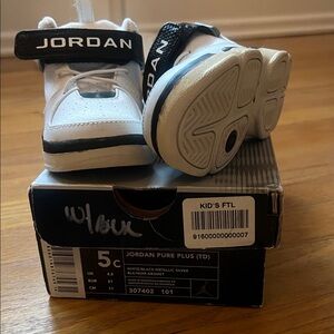 Jordan Kids' White and Black Sneakers with Box Size 5C